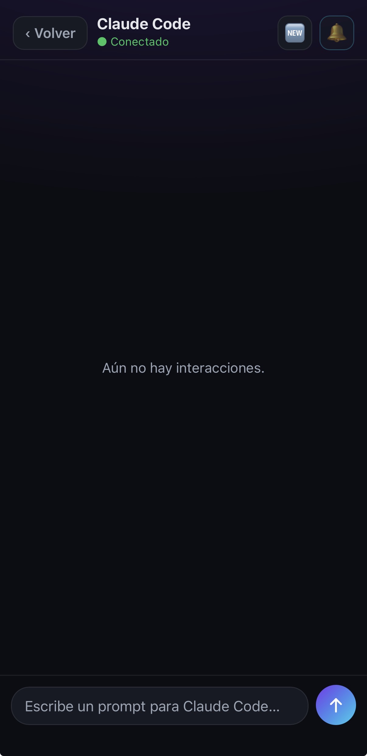 Captura de PCPilot: vista de chat con Claude Code desde el iPhone